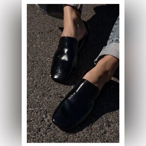 NWT Zara Women's Black Patent Loafers Size 6.5